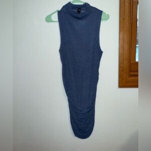 Heather blue kick neck mini dress